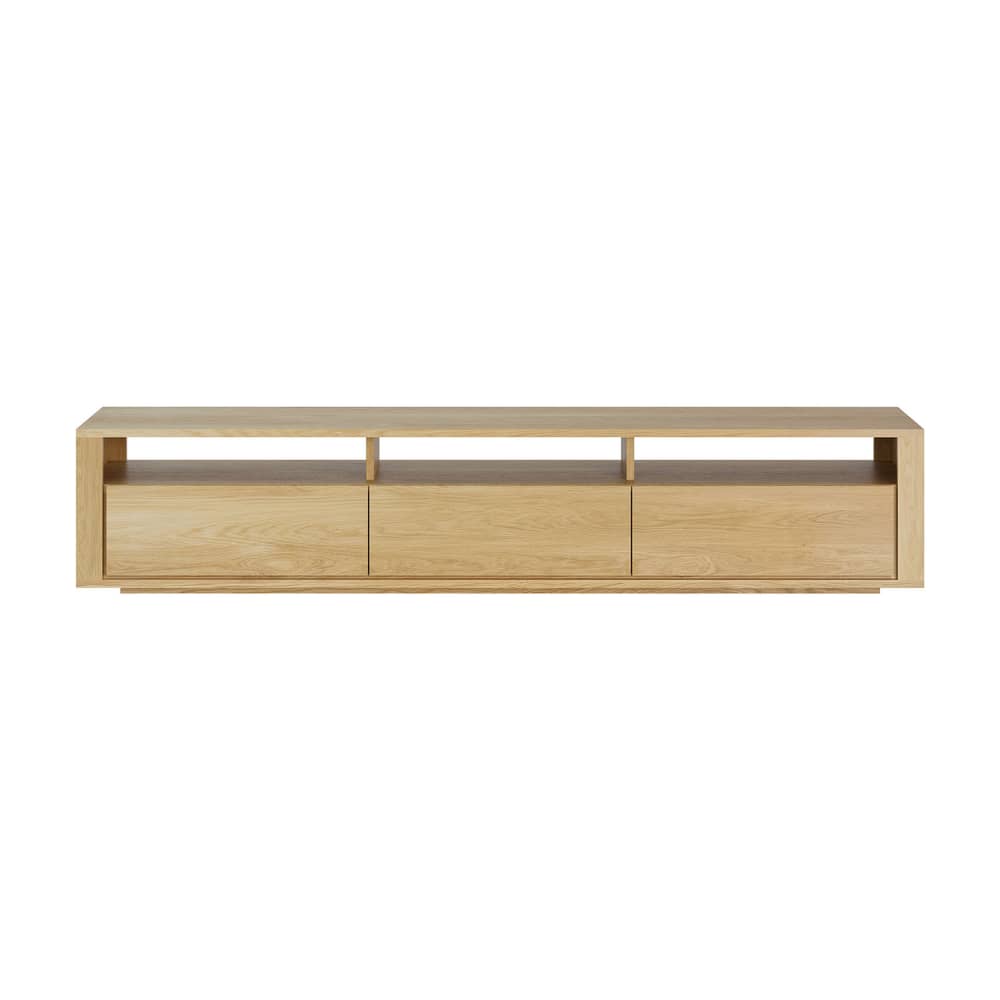 Mobile TV Shadow legno naturale / L 210 x P 46 x H 42 cm - 3 cassetti - Ethnicraft - Rovere - Massello di quercia oliato