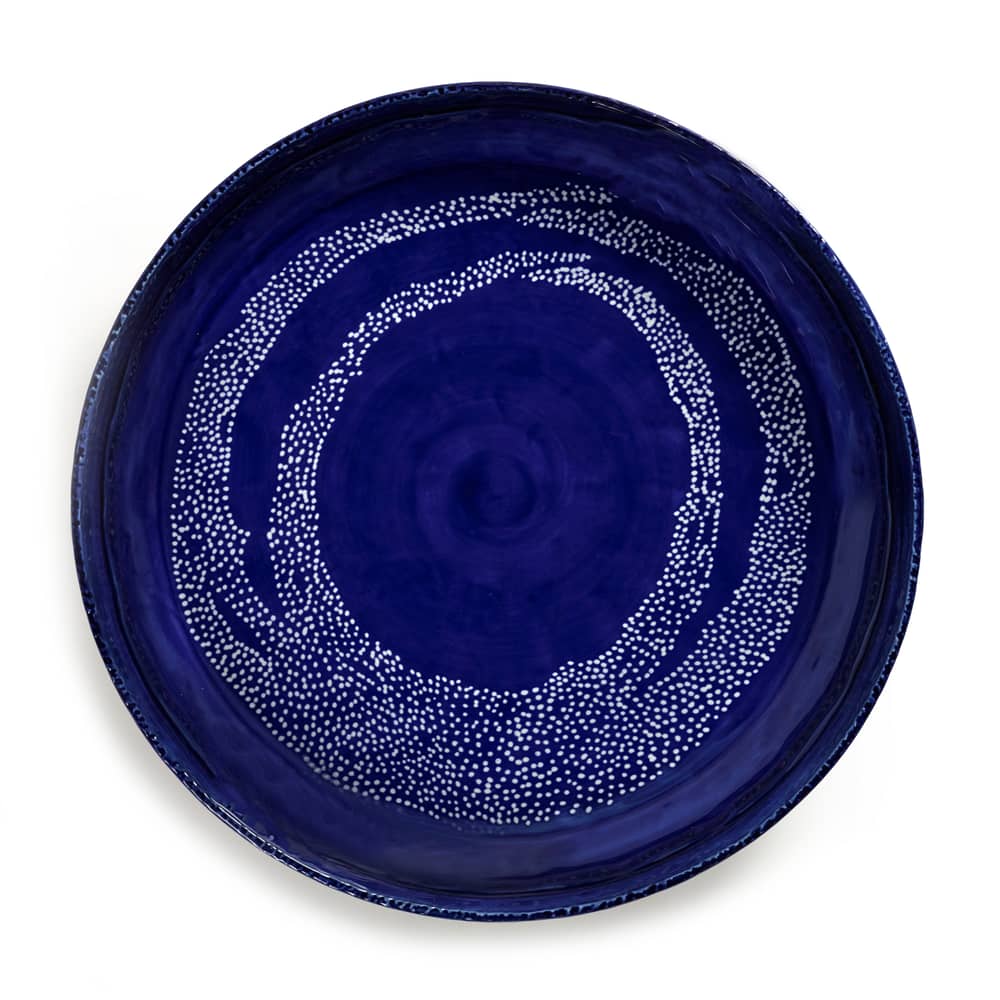 Plat de service Feast Medium / Ø 36 x H 6 cm - Serax - Points / Lapis lazuli & blanc - Grès émaillé