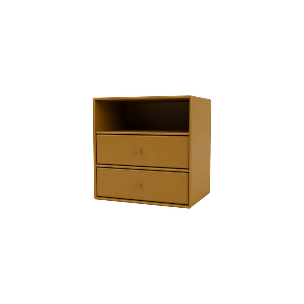 Wandablage Montana Mini 1006 holz braun / 2 Schubladen + 1 Fach - 35 x 35 x T 25 cm - MONTANA - Bernstein 142 - lackierte Holzfaserplatte
