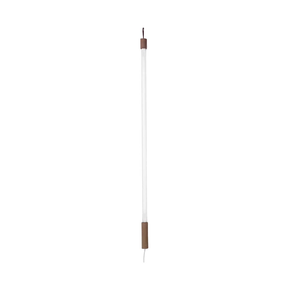 Applique avec prise Linea Wood verre blanc LED / L 134 cm - Seletti - Blanc / Embouts bois - Bois naturel, Verre