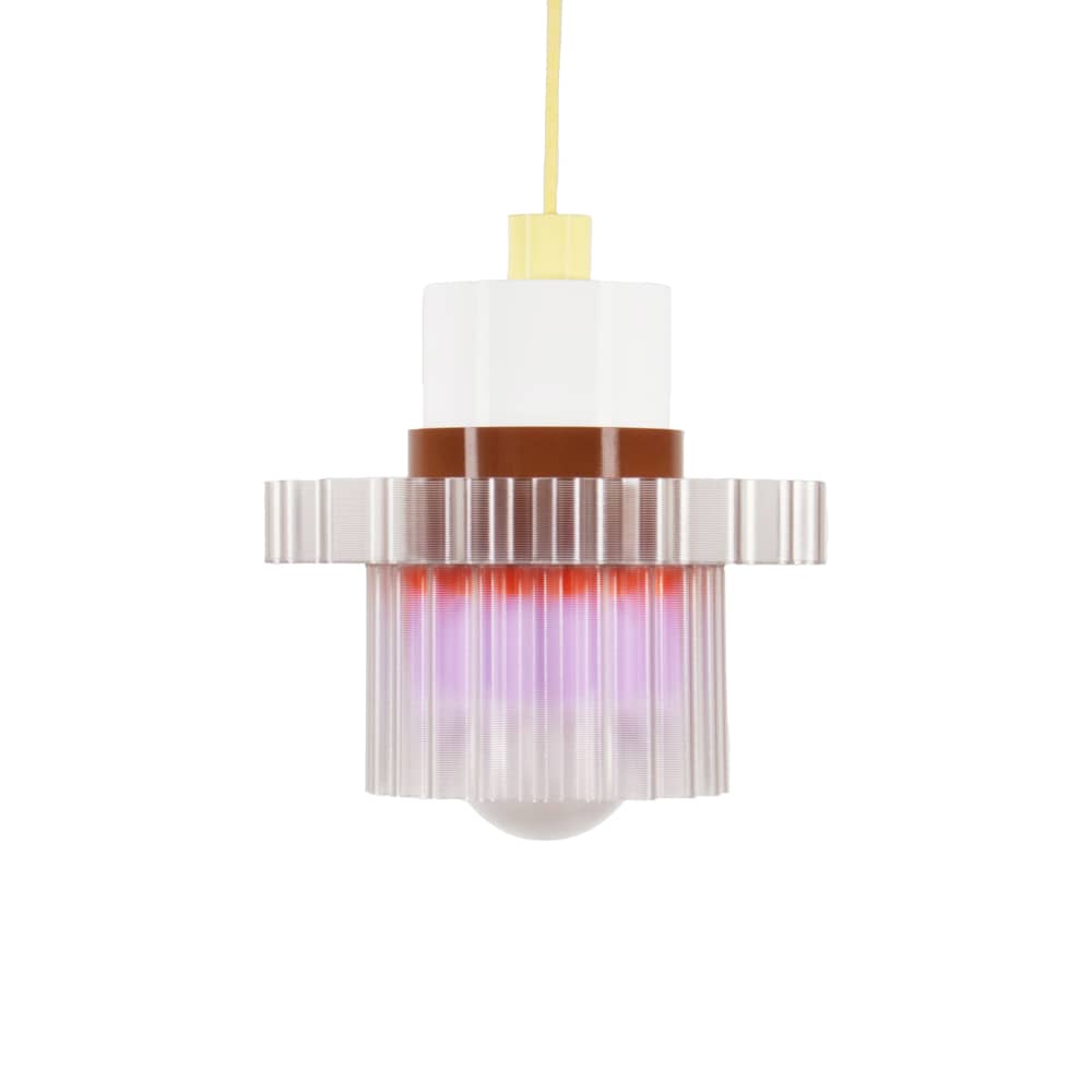 Pendelleuchte Gigi n°5 plastikmaterial bunt / Ø 28 x H 31 cm - Recycelter Kunststoff / Hergestellt in Frankreich - Warren & Laetitia - Kabel Pastellgelb / Weiß / Braun / Violett / Orange - Bioplastik, Recycelter Kunststoff