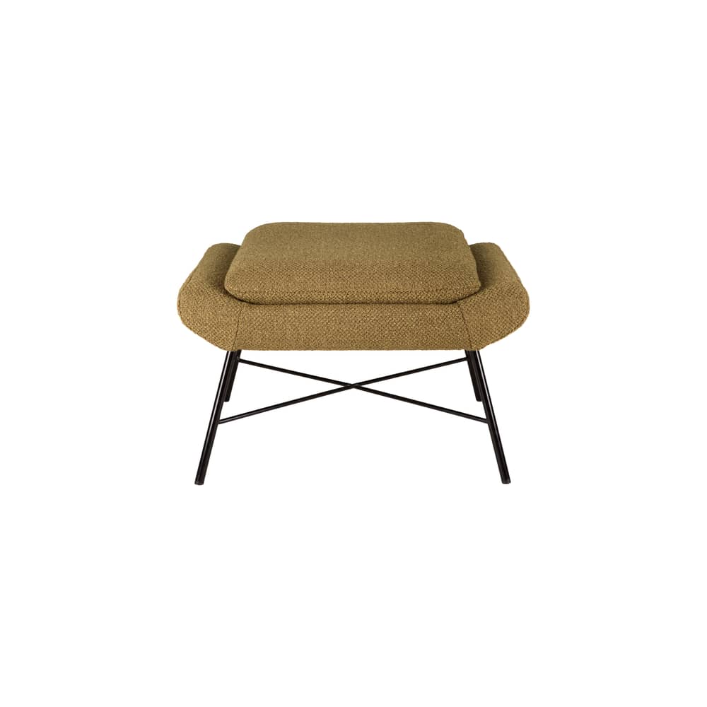 Poggiapiedi Barrow tessuto giallo / 60 x 45 cm - Ethnicraft - Zenzero - metallo laccato, Schiuma ad alta densità, Tessuto