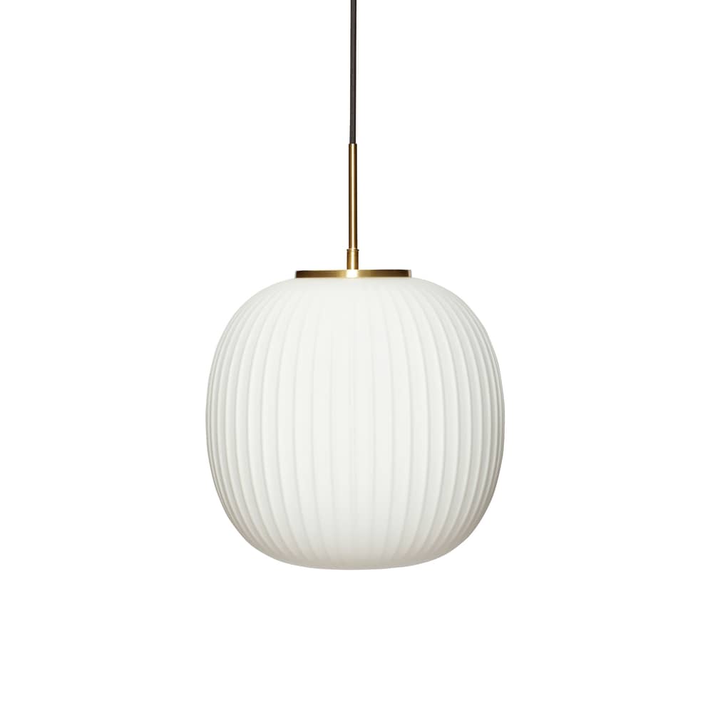 Suspension Serene verre blanc / Ø 32 cm - HÜBSCH - Blanc & laiton - Fer, Verre soufflé bouche