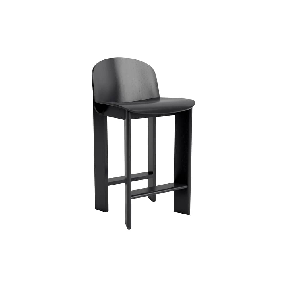Chisel 35 Low Bar chair wood black / H 65 cm - Hay - Black - Lacquered oak veneer