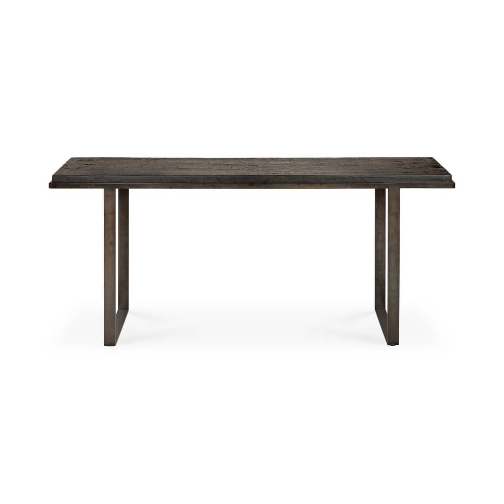 Console Stability métal bois marron noir / L 170 x H 75 cm - Sculpté main - Ethnicraft - Terre d\'Ombre - Métal, Mineral