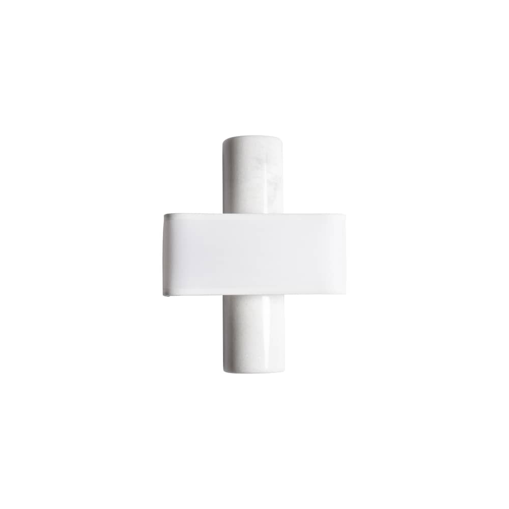 Applique Hossa pietra bianco - ENOstudio - Marmo bianco / Tessuto bianco & sbieco nero - Cotone, Marmo naturale