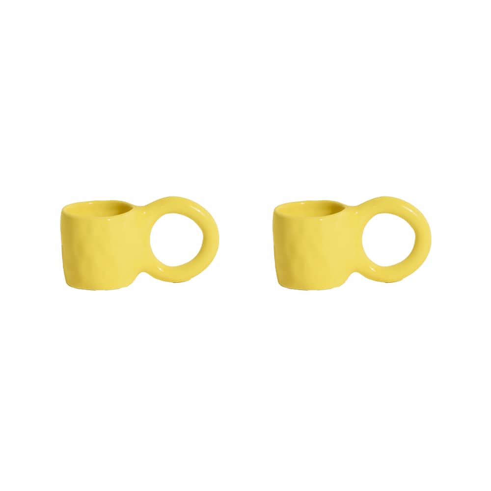 Tasse à espresso Donut Small / Ø  6 x H 5,5 cm - Lot de 2 - Petite Friture - Citron - Faïence émaillée