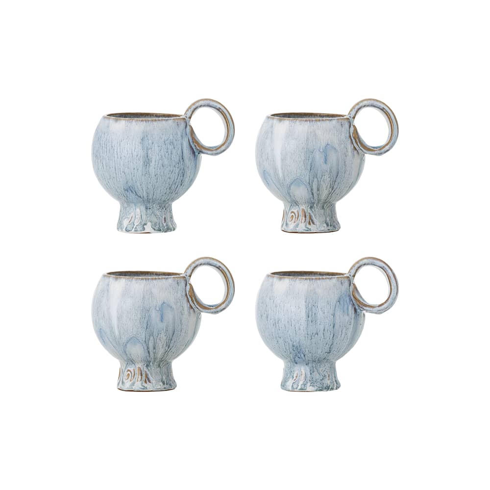 Set de 4 tasses Avonlea  céramique bleu / 250 ml - Bloomingville - Bleu - Grès