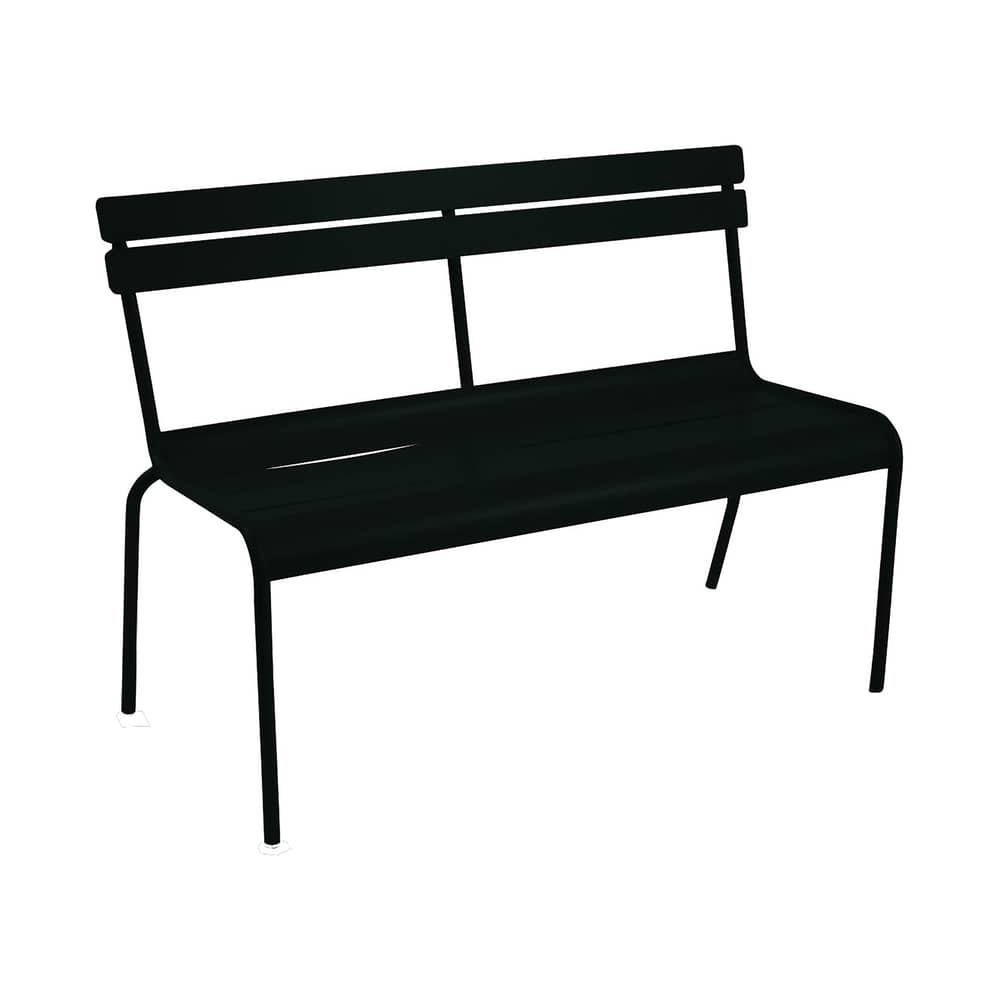 Banc avec dossier Luxembourg métal noir / 3 places - L 118 cm - Fermob - Réglisse - Aluminium laqué