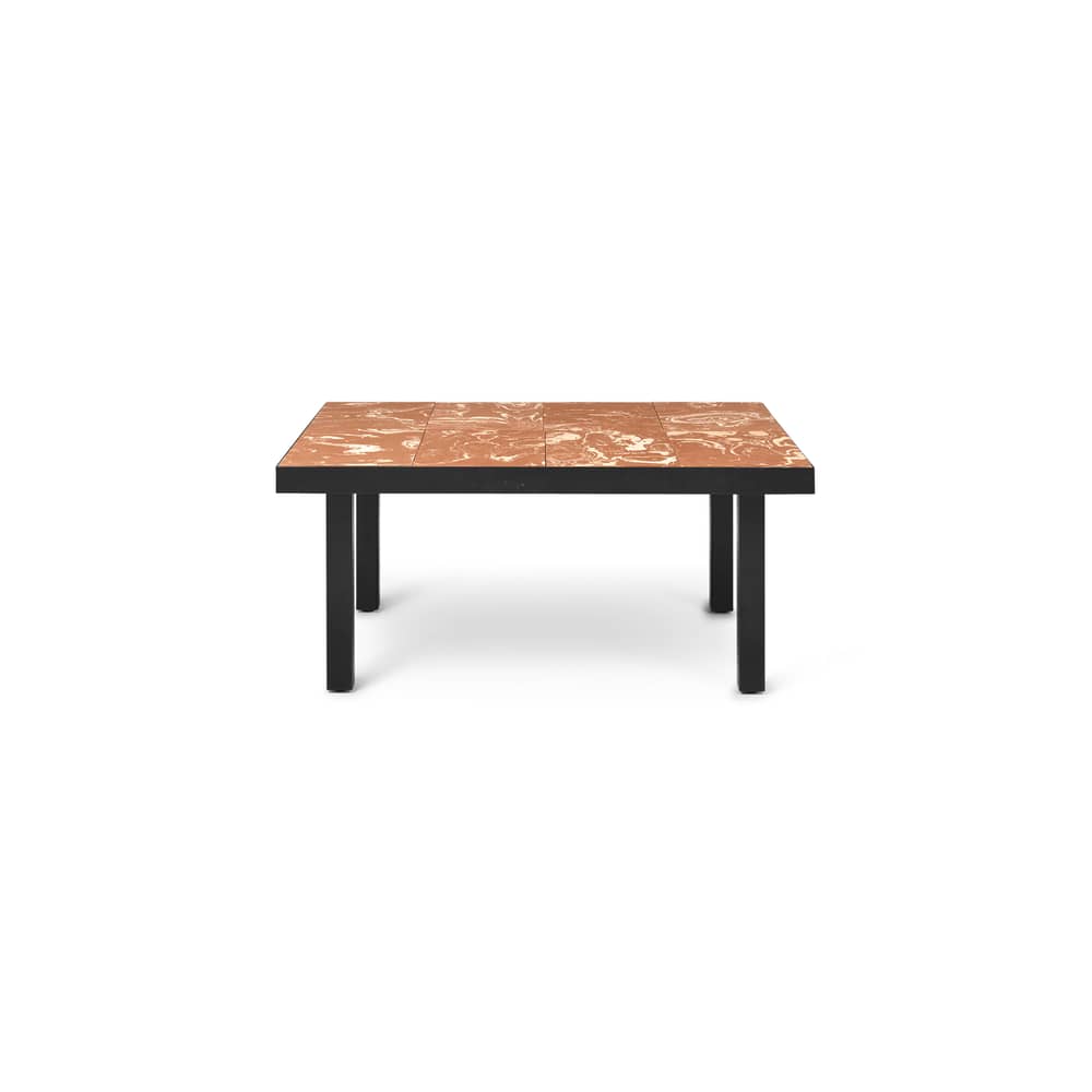 Couchtisch Flod Tiles keramik rot orange / 81 x 60 cm - Handgefertigte Tonfliesen - Ferm Living - Terrakotta - thermolackierter Stahl, Tonziegel
