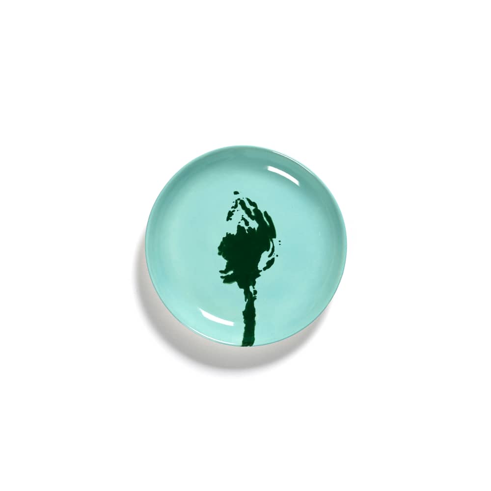 Glasteller Feast keramik blau XS / Ø 16 cm - Serax - Artischocke / Türkis & grün - emaillierter Sandstein