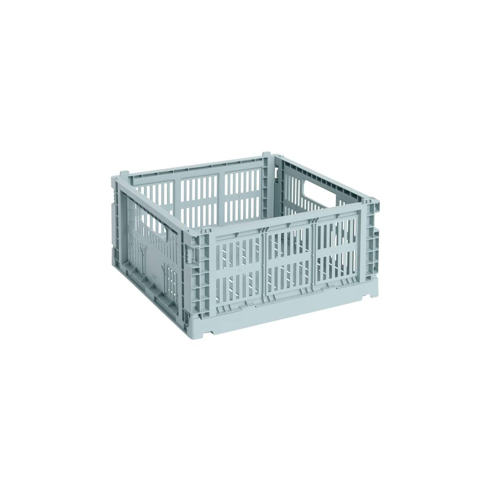Korb Colour Crate plastikmaterial blau Medium Square / 29,5 x 29,5 cm - Hay - Blau Dusty - Recyceltes Polypropylen
