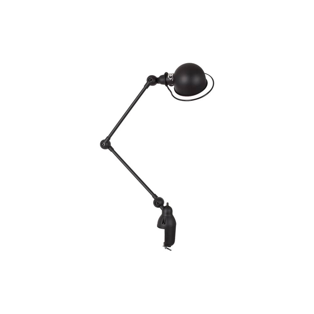 Lampe de table Loft /Base étau - 2 bras articulés - H max 80 cm - Jieldé - Noir mat - Acier inoxydable
