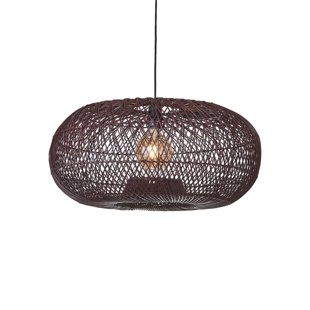 Arizona Pendant cane & fibres brown / Ø 70 cm - Rattan - GOOD&MOJO - Burgundy - Iron, Rattan