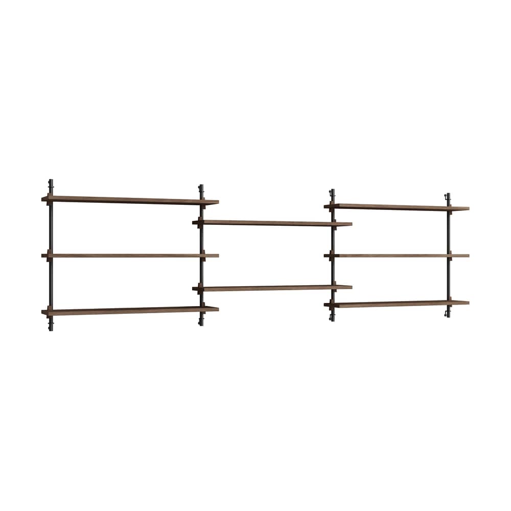 Scaffale Wall Shelving – ws.65.3 legno marrone / L 239 x H 65 x P 17,5 cm - MOEBE - Rovere affumicato / Nero - Acciaio, MDF impiallacciato rovere