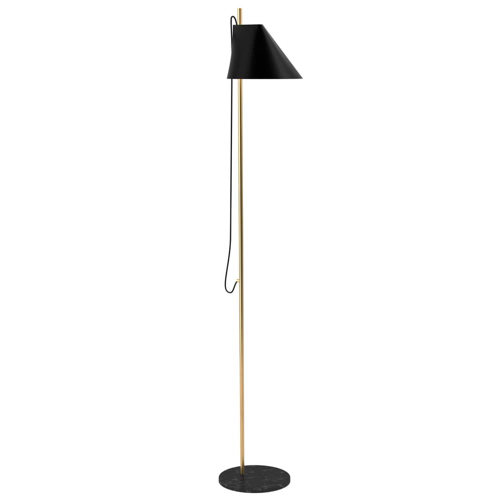 Lampadaire Yuh   LED / Base marbre - Orientable - Louis Poulsen - Noir - Aluminium, Laiton, Marbre
