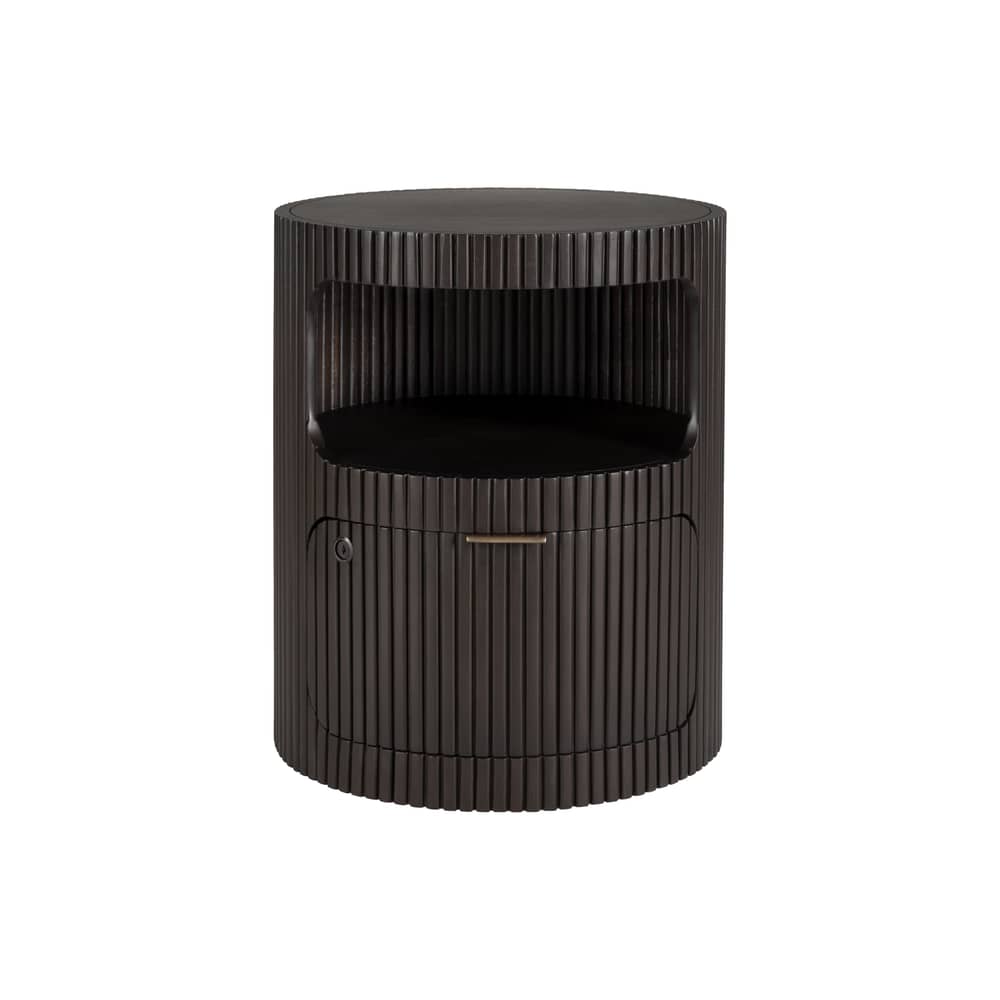 Cassettiera con rotelle Boomerang legno marrone / Ø 45 x H 55 cm / Scolpito a mano - Ethnicraft - Marrone scuro Mogano - Mogano massiccio tinto