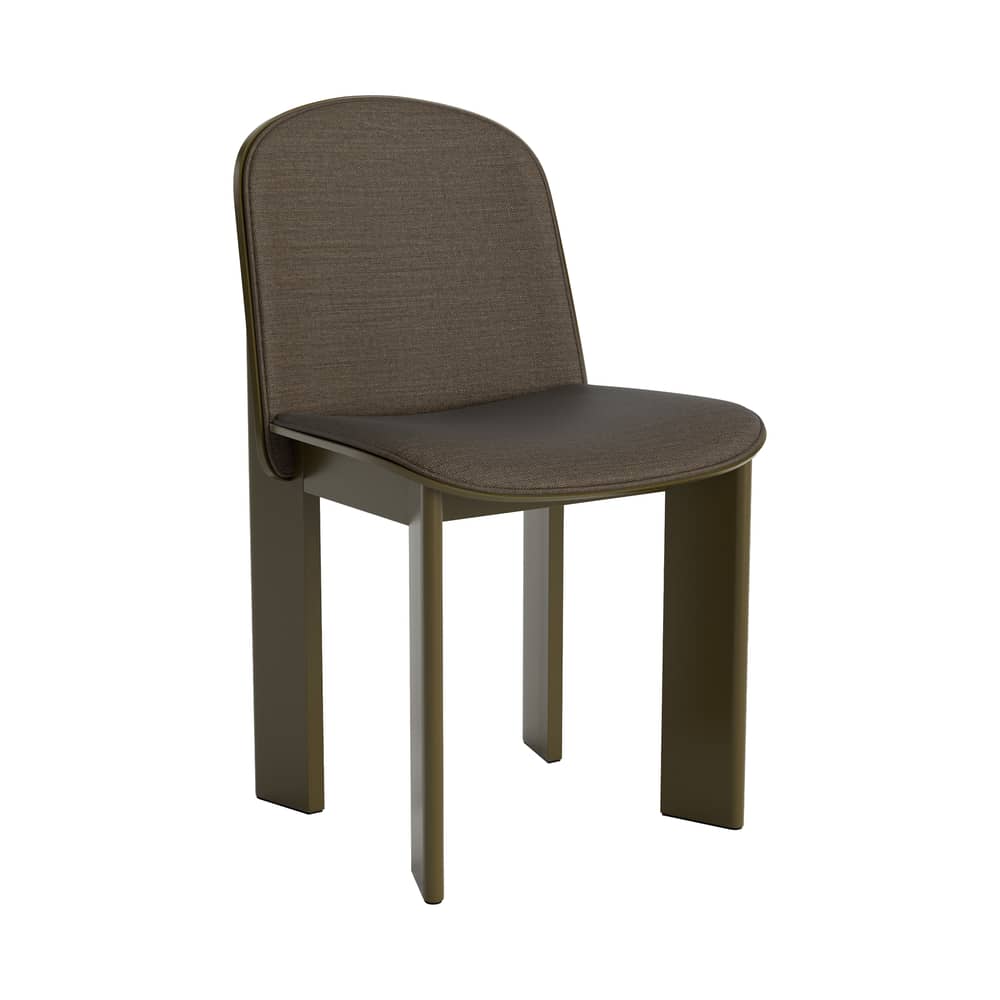 Chaise rembourrée Chisel 65 / Rembourrage tissu - Hay - Tissu kaki (Remix 954) / Vert ombre - Mousse, Placage de hêtre laqué, Tissu