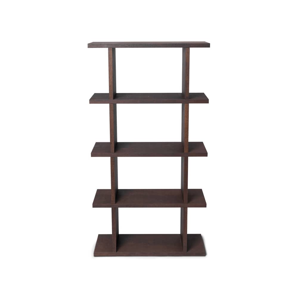 Étagère Kona 1x4 bois marron / L 75 x H 141 cm - Ferm Living - Chêne foncé - MDF plaqué chêne