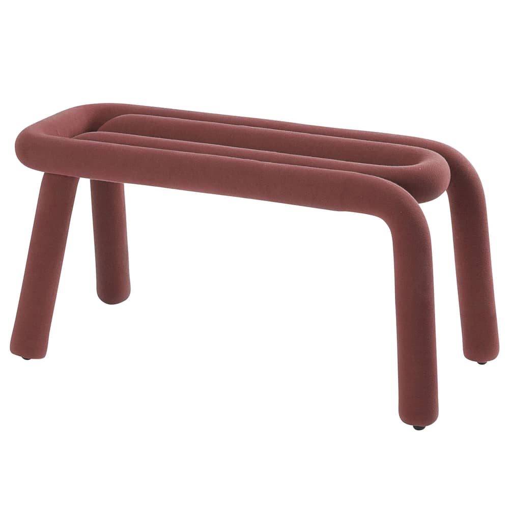 Gepolsterte Bank Bold textil rot braun / Stoff – L 100 cm - Moustache - Kastanie - Gewebe, Schaumstoff, Stahl