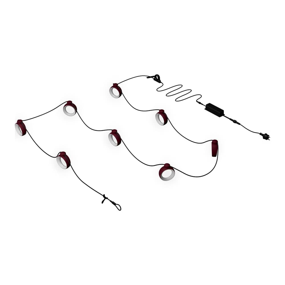 Ghirlanda luminosa per l\'esterno Hoopik LED materiale plastico rosso / 12 metri - Bluetooth - Fermob - Ciliegia nera - ABS, policarbonato
