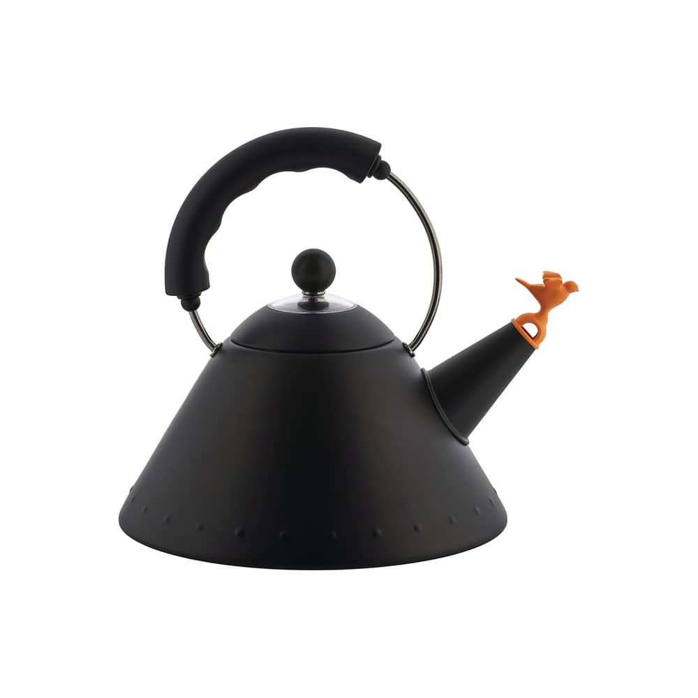 9093 - Oisillon Kettle metal black / 40th Anniversary Edition - 2 L /Induction - Alessi - Matt black - Colour-coated stainless steel, Polyamide