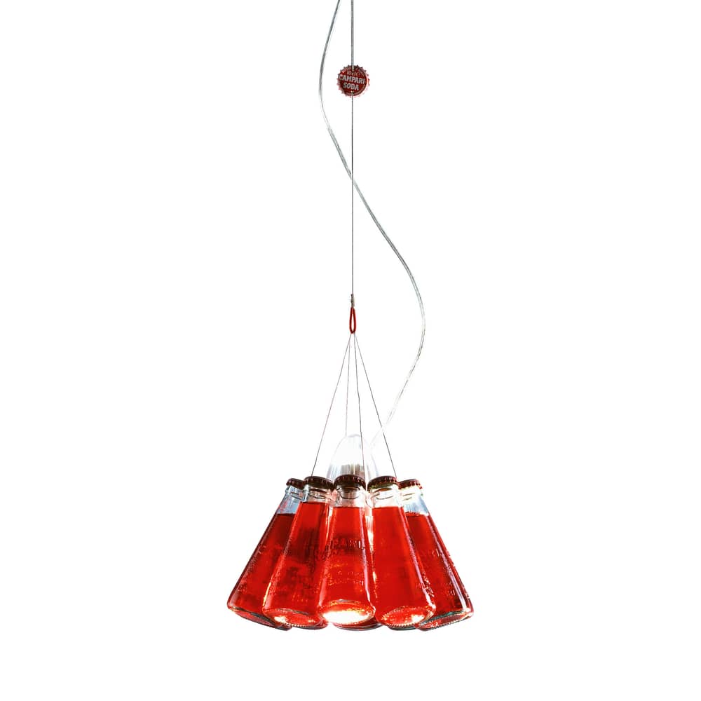 Pendelleuchte Campari Light glas rot L 155 cm - Ingo Maurer - Rot - Glas, Metall