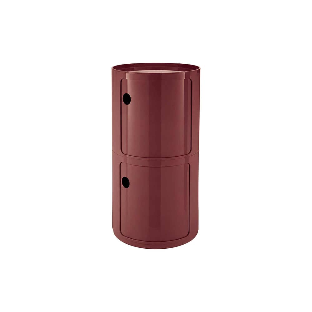 Portaoggetti Componibili New Big HIGH materiale plastico rosso / 2 cassetti - Ø 42 x H 76,5 cm - Kartell - Bordeaux - ABS