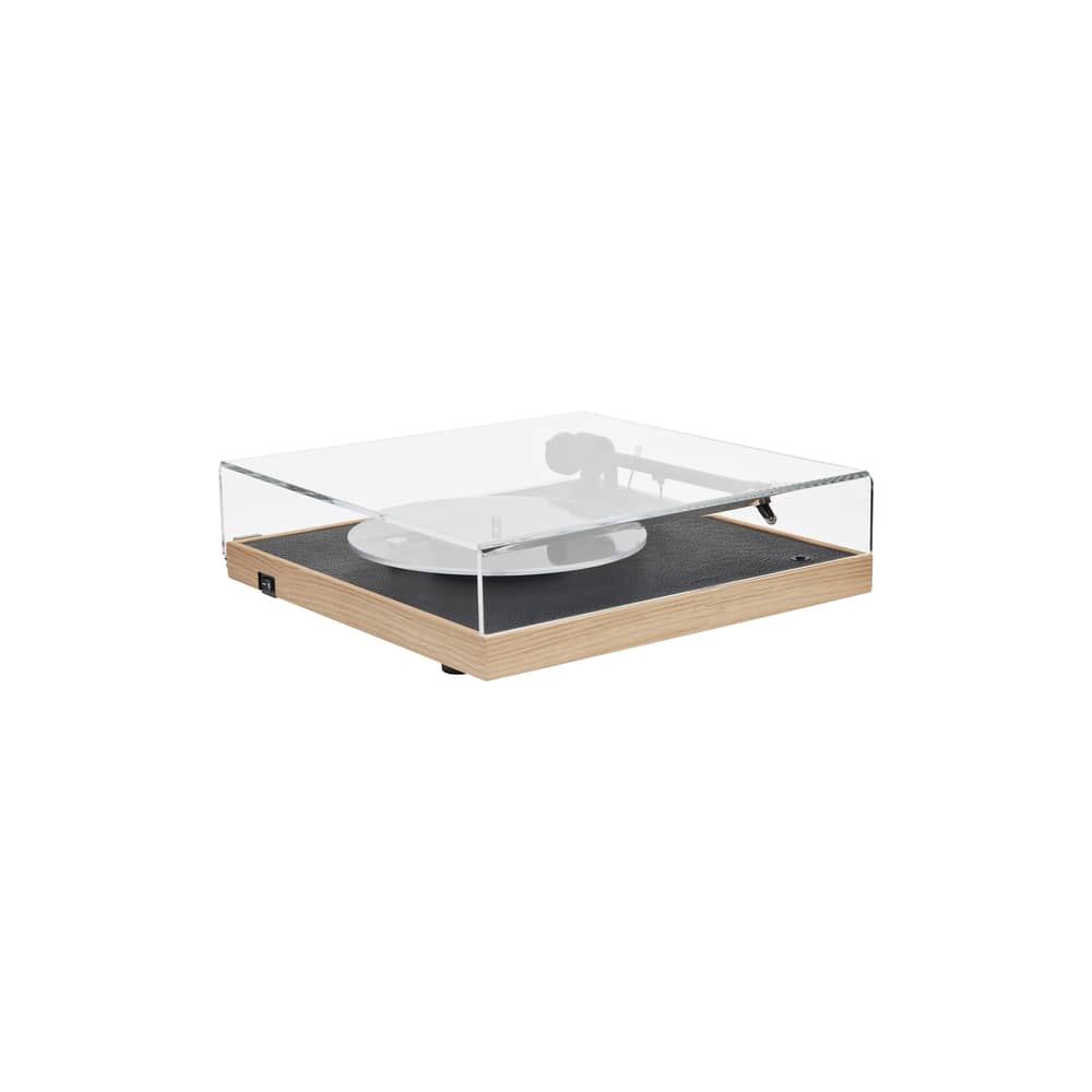 Vinyl-Schallplatte Square CC holz natur - La Boîte Concept - Eiche / Schwarzes Leder - Aluminium, Eiche, Holzfaserplatte, Leder