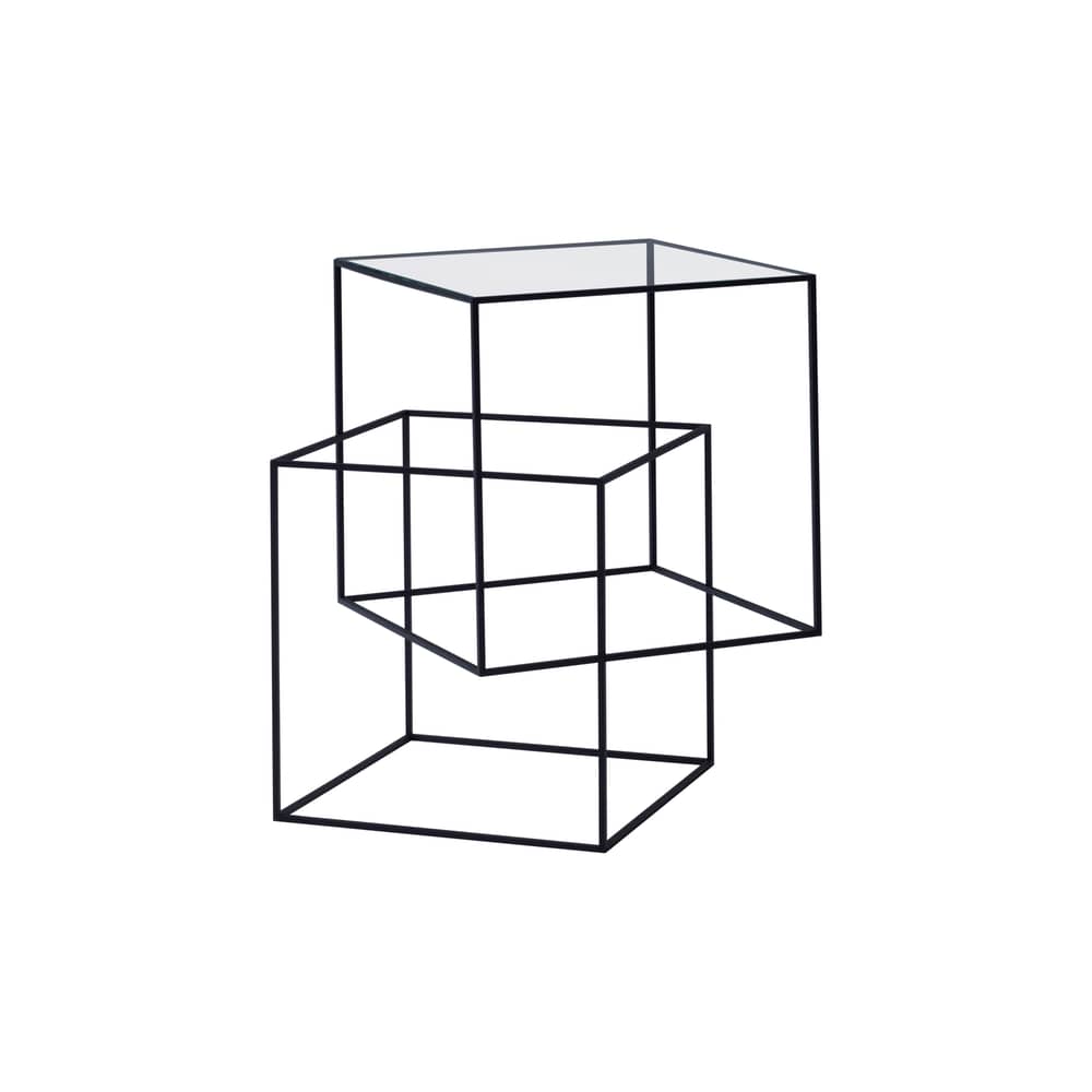 Beistelltisch Thin black table glas schwarz transparent / Nendo, 2011 - 46 x 47 x H 51 cm - Glas - Cappellini - Transparent / Gestell schwarz - Glas, Metall