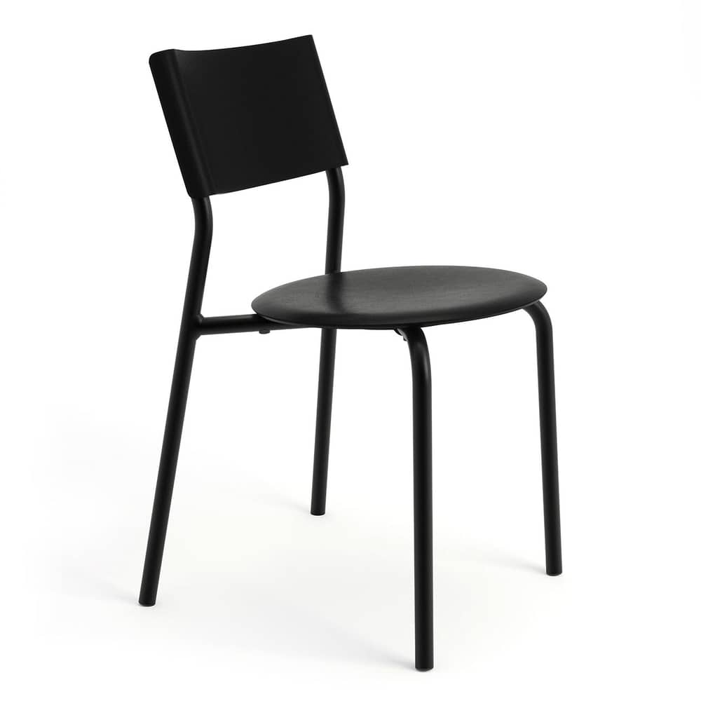 Chaise empilable SSDr plastique noir / Plastique recyclé - TIPTOE - Noir Graphite - Acier thermolaqué, Polypropylène recyclé