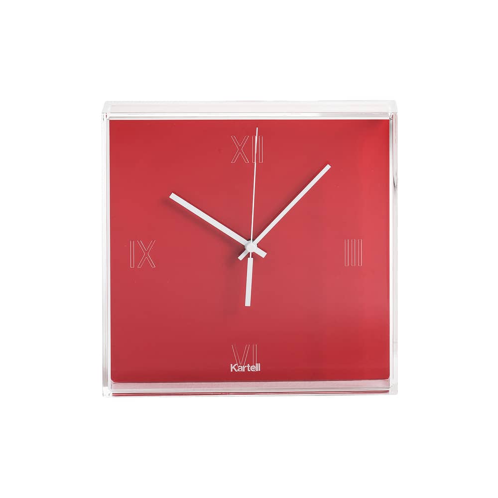 Horloge murale Tic & Tac plastique orange rouge / à poser ou suspendre - Philippe Starck, 2010 - Kartell - Rouge orangé / Aiguilles blanches - ABS, PMMA
