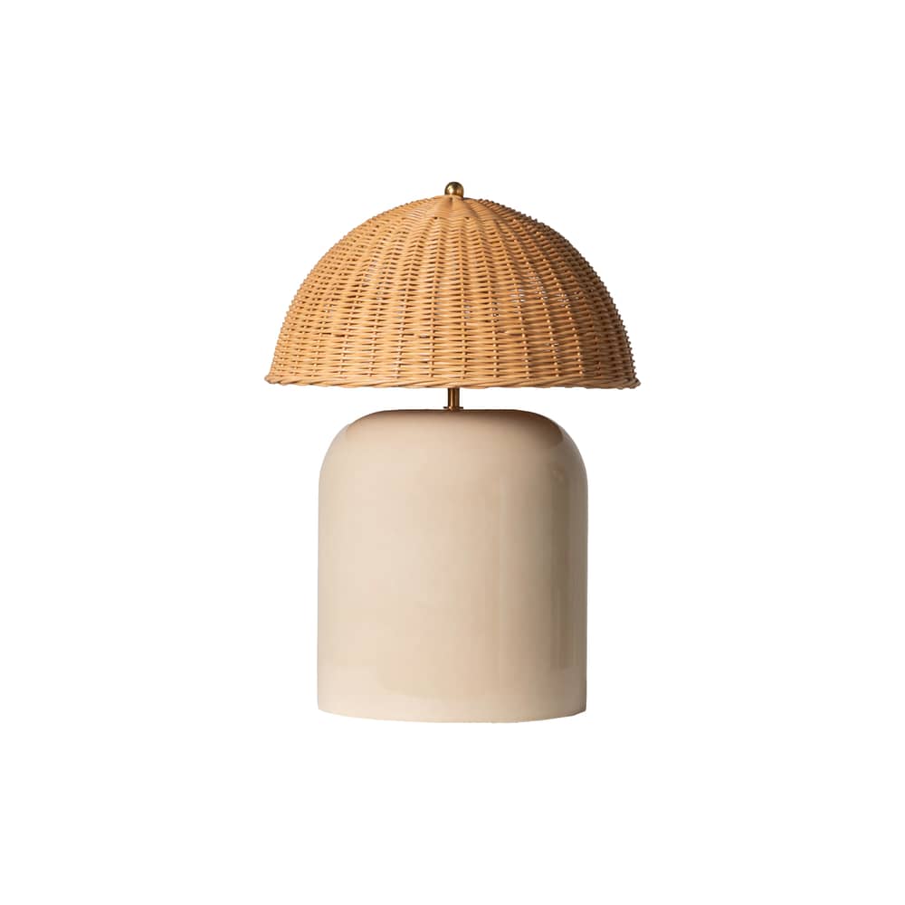 Lampe de table Arvin Medium / H 49 cm - Vincent Sheppard - Mushroom / Rotin - Céramique, Laiton, Rotin