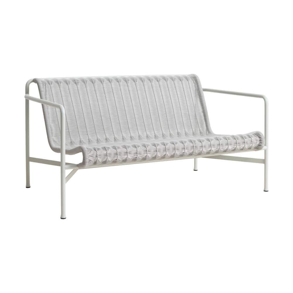 Canapé de jardin 2 places Palissade Cord Lounge gris / L 139 cm - Corde tissu recyclé - Hay - Gris clair - Acier laqué époxy, Corde tissu polyester recyclé
