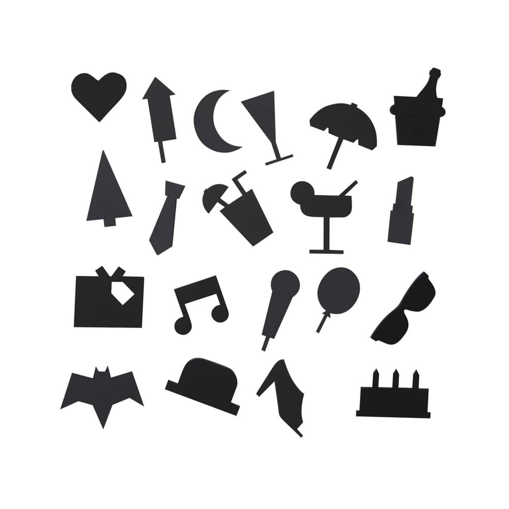 Set Symboles Party plastikmaterial schwarz / für Memo-Board - Design Letters - Schwarz - ABS, Polymethylmethacrylat