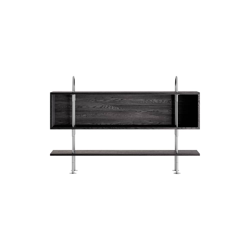 Keen Shelf wood black / W 160 x H 87.5 cm - 1 shelf + 1 Compartment - Gubi - Black / Steel - Stainless steel, Tinted ashwood