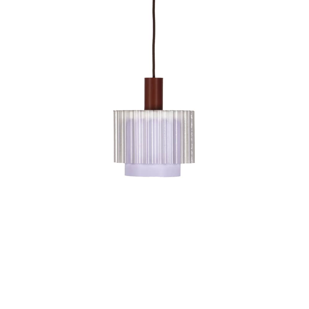 Suspension Gigi n°4 / Ø 18 x H 21 cm - Plastique recyclé / Fabriqué en France - Warren & Laetitia - Câble marron / Blanc / Lilas - Bioplastique, Plastique recyclé