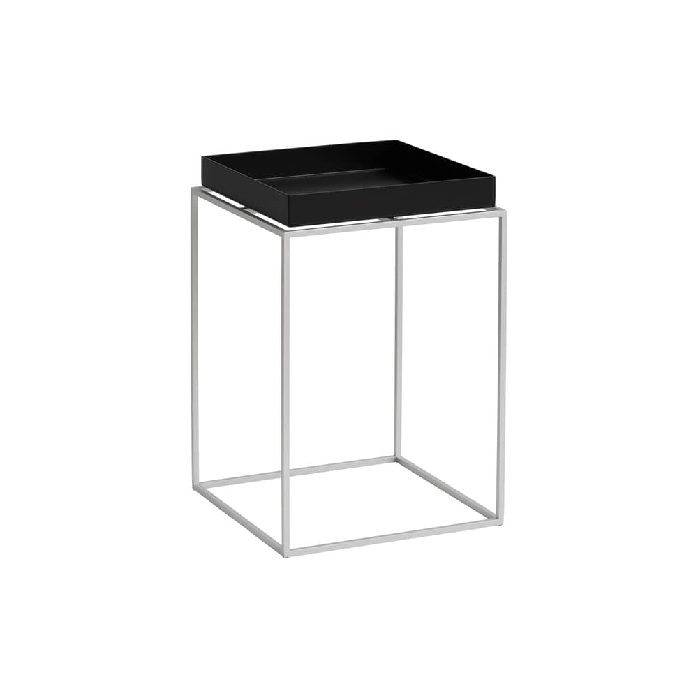 Table d\'appoint Tray Small Silicon High / 30 x 30 x H 44 cm - Hay - Noir - Acier revêtu de silicone, Acier thermolaqué