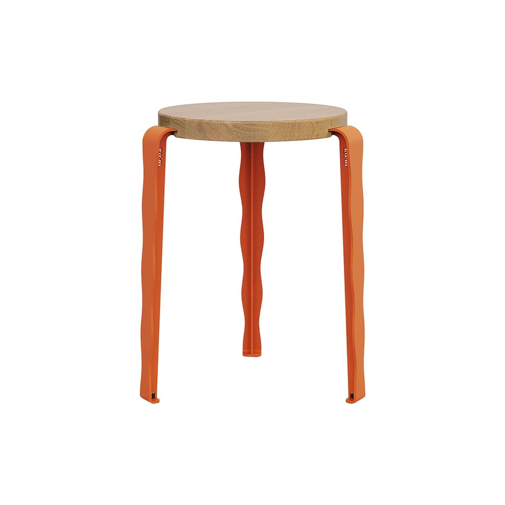 Tabouret empilable Lou Vague by Uchronia / Chêne - TIPTOE - Chêne / Orange - Acier thermolaqué, Chêne massif éco-certifié