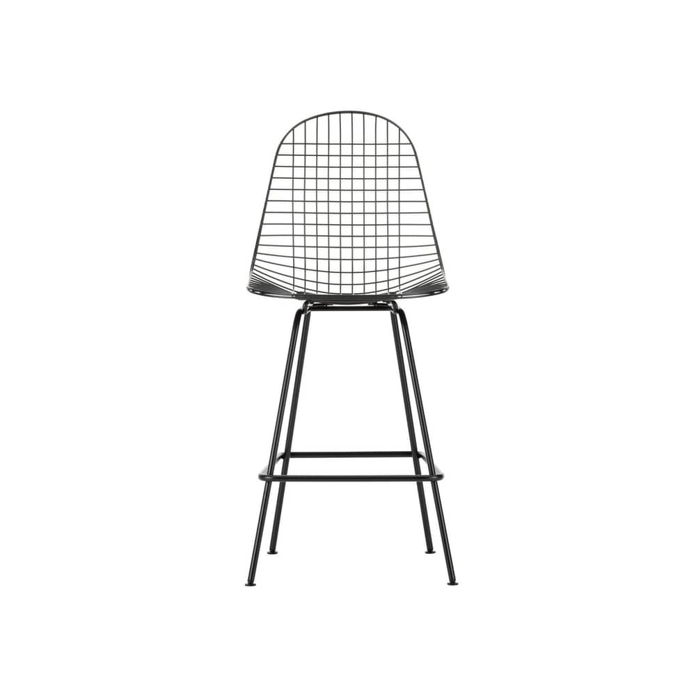 Tabouret haut Wire Stool Medium / H 67 cm - Eames, 1951 - Vitra - Noir - Acier époxy