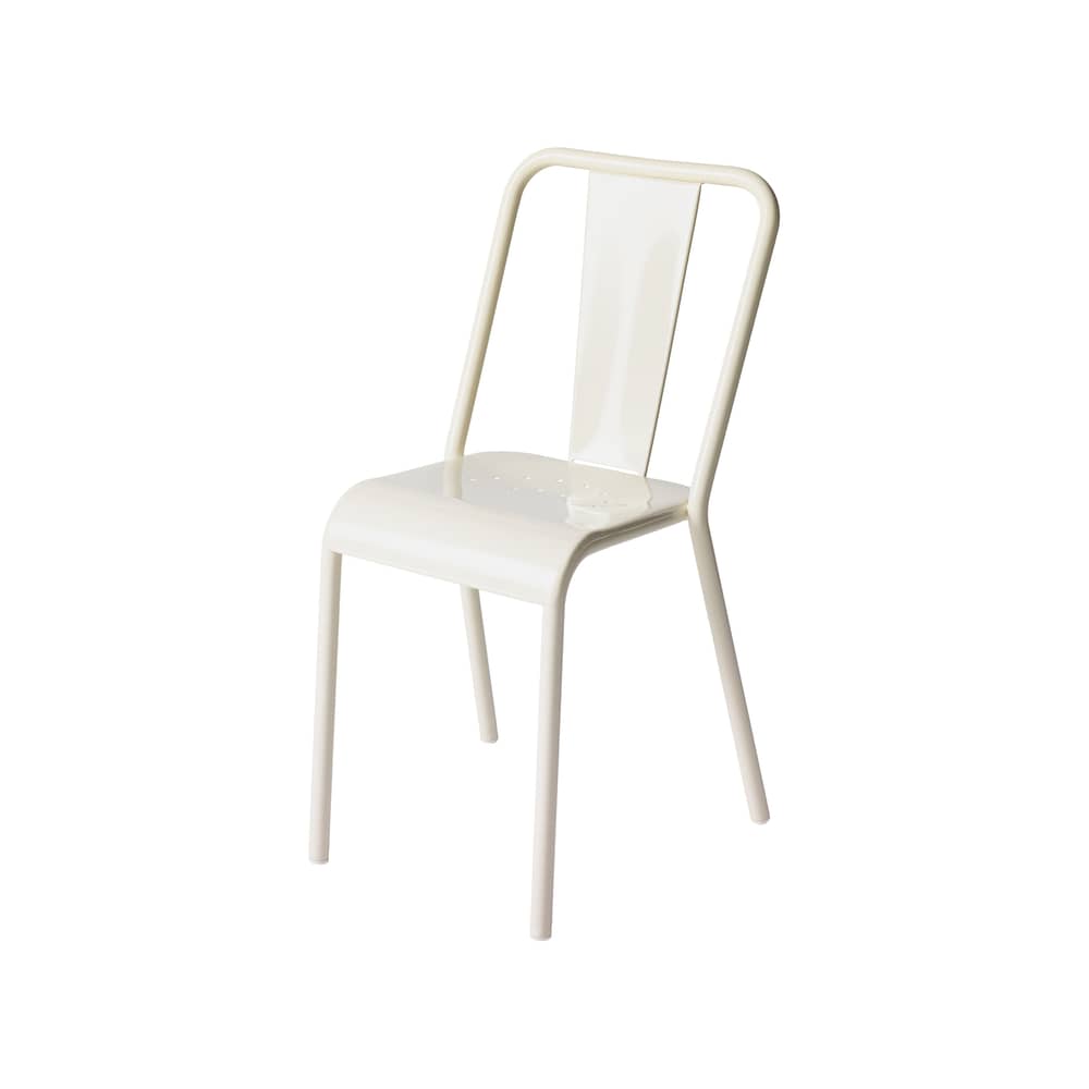 Chaise empilable T37 / Réédition 1937 - Tolix - Blanc perle - Acier inoxydable
