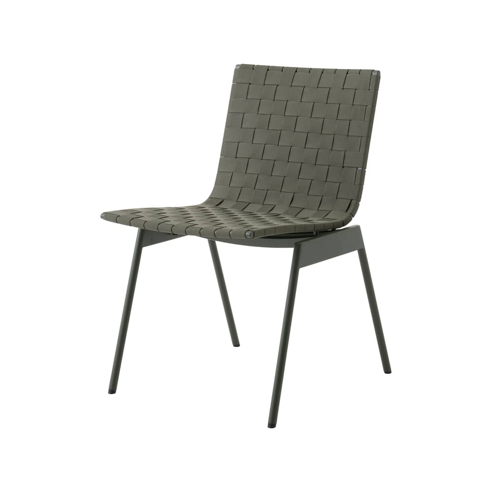 Chaise Ville AV33 tissu vert - &tradition - Vert bronze - Acier, Sangles polyester