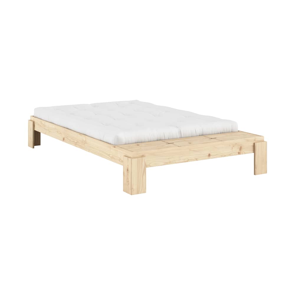 Doppelbett Layers holz natur / Für Matratze 140 x 200 cm - Mit Bank-Kiste - KARUP - Für Matratze 140 x 200 cm - FSC-zertifiziertes Massivholz Kiefer