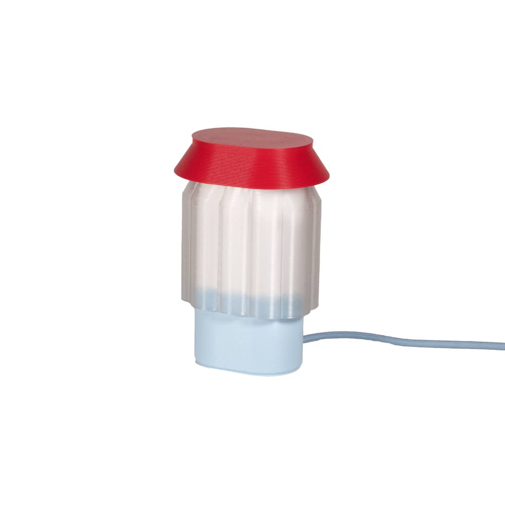 Lampe de table Nour / Plastique recyclé - Fabriqué en France - Warren & Laetitia - Bleu ciel / Rouge - Plastique recyclé