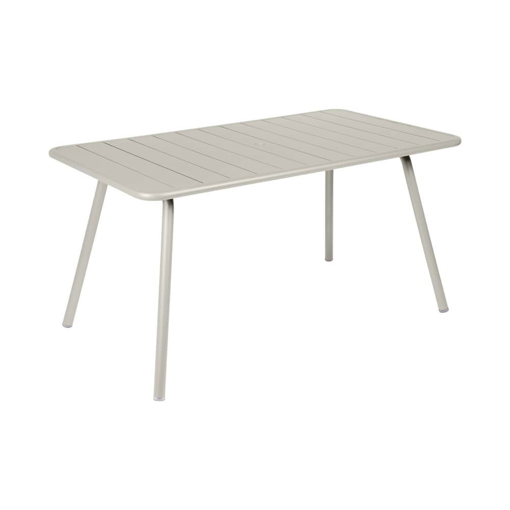 rechteckiger Tisch Luxembourg metall grau / 143 x 80 cm (6 Personen) - Sonnenschirm Loch - Fermob - Lehmgrau - lackiertes Aluminium