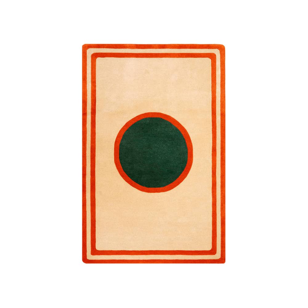 Teppich Tennis Court textil orange / 180 x 120 cm - Getuftete Wolle, handgetuftet - COLORTHERAPIS - 180 x 120 cm / Orange, Grün - Wolle aus Neuseeland