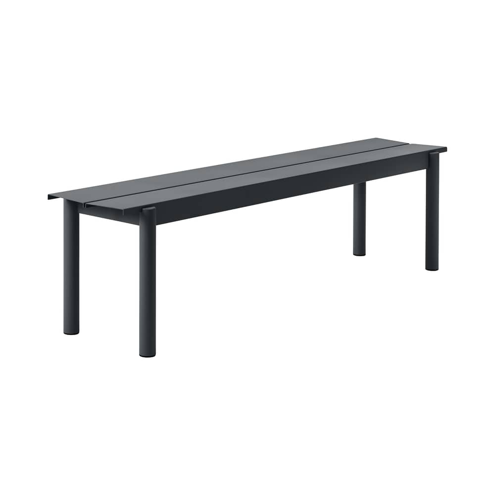 Banc Linear métal noir / L 170 cm - Muuto - Noir - Acier revêtement poudre