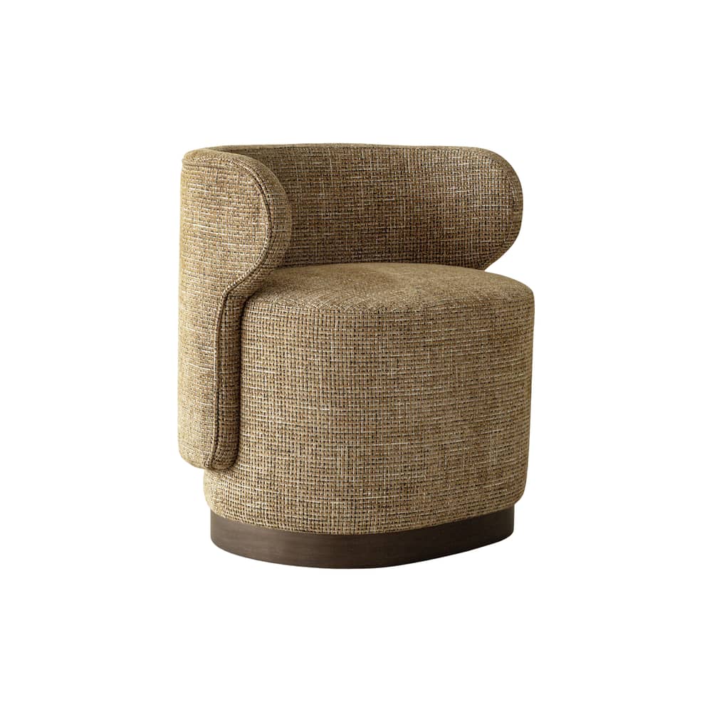 Gepolsterter Sessel Giulio textil braun - NV GALLERY - Karamel / Holz dunkel - FSC-zertifiziertes Holz, High Density-Schaum, Tissu Tweed