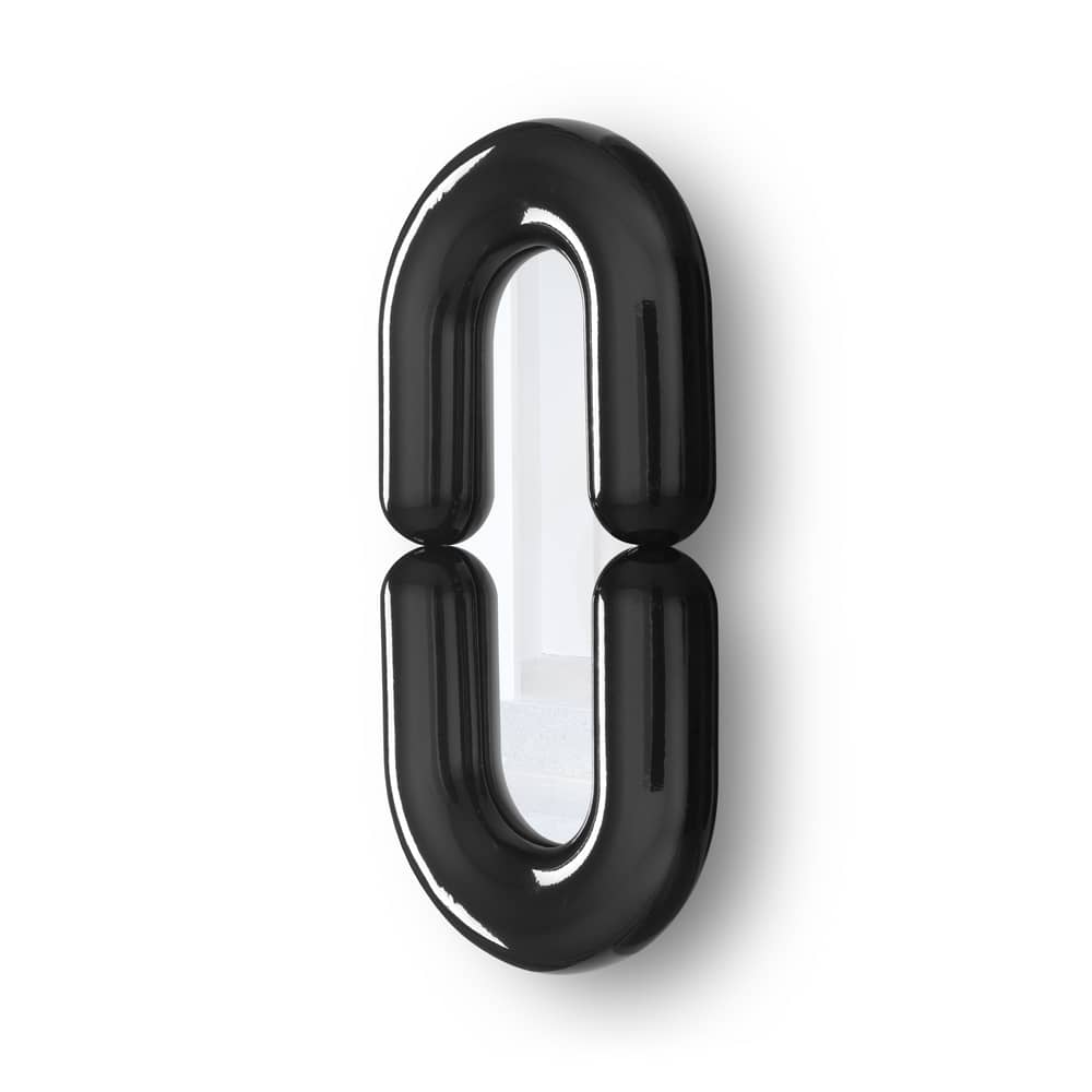 Miroir mural Zodiac Bumper Large /  L 55 x H 110 cm - Jean-Baptiste Fastrez, 2020 - Moustache - Noir - Céramique, Verre