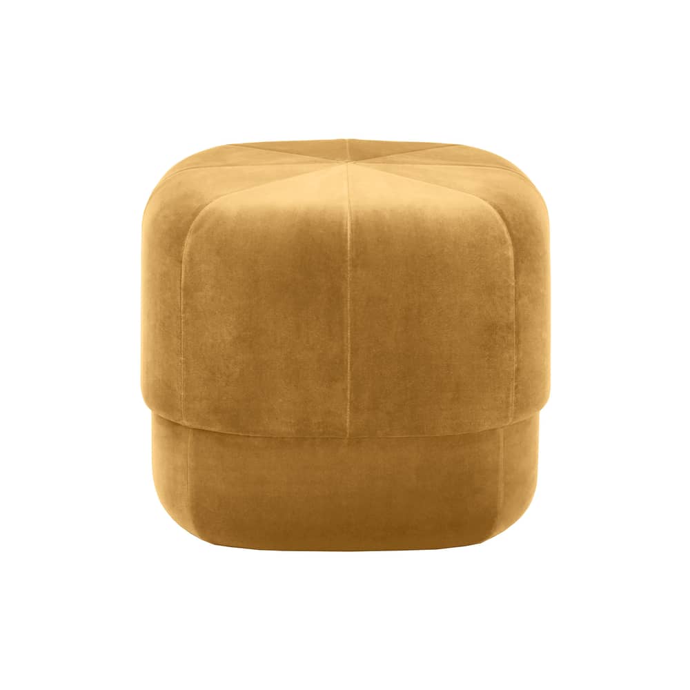 Pouf Circus Small tissu jaune / Ø 46 cm - Velours - Normann Copenhagen - Jaune moutarde - Bois, Mousse, Velours